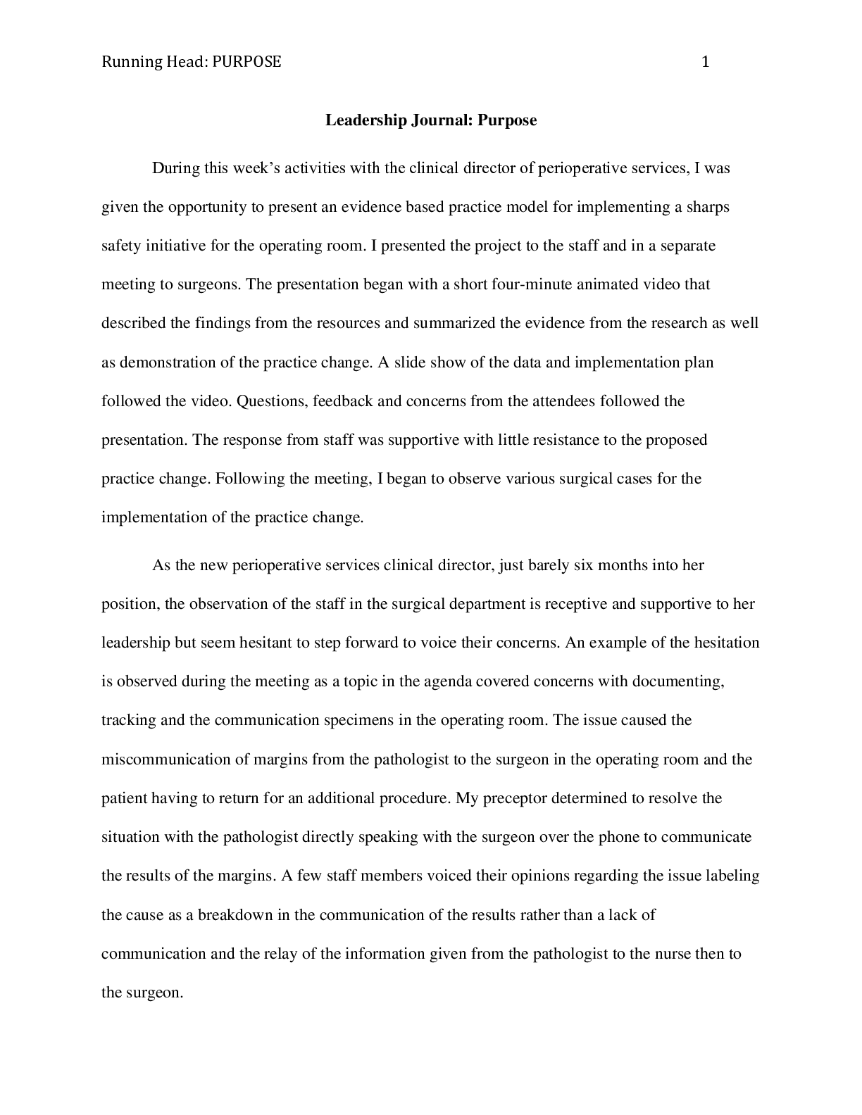 Preview image for NUR 670 Leadership Journal:Purpose